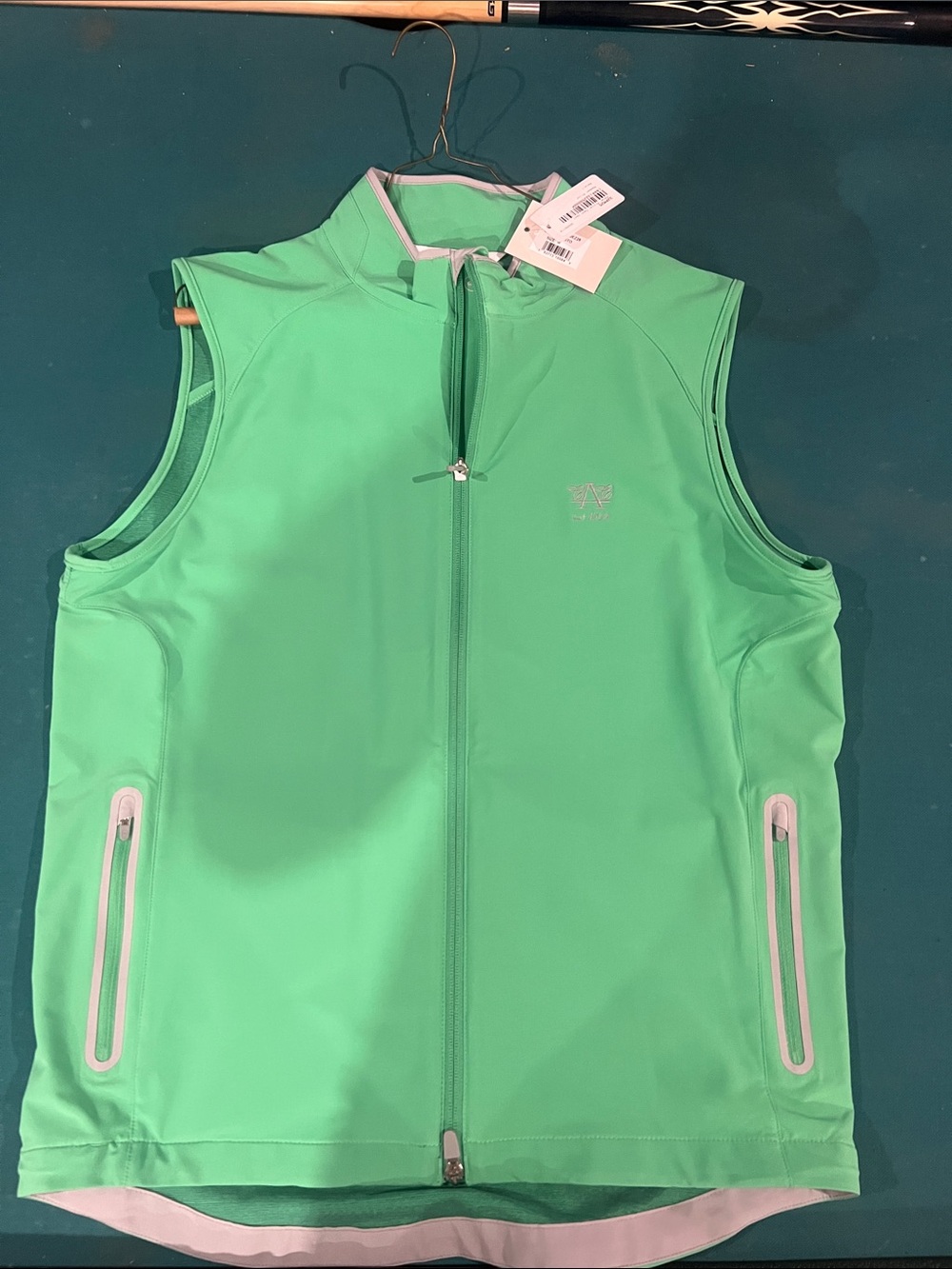 Peter Millar Mint Green Performance Vest with Gray Trim